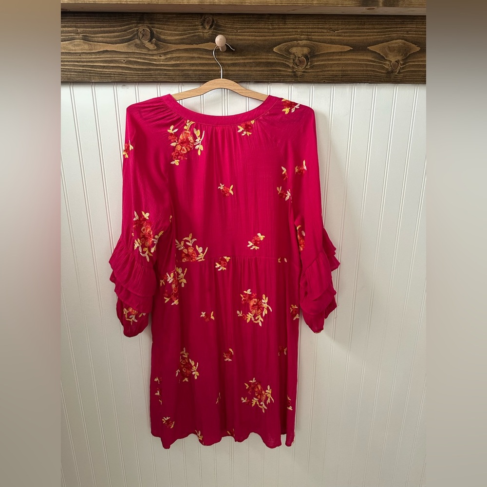 Fig and Flower Bright Pink embroidered floral midi dress EUC Church Easter - Picture 2 of 7